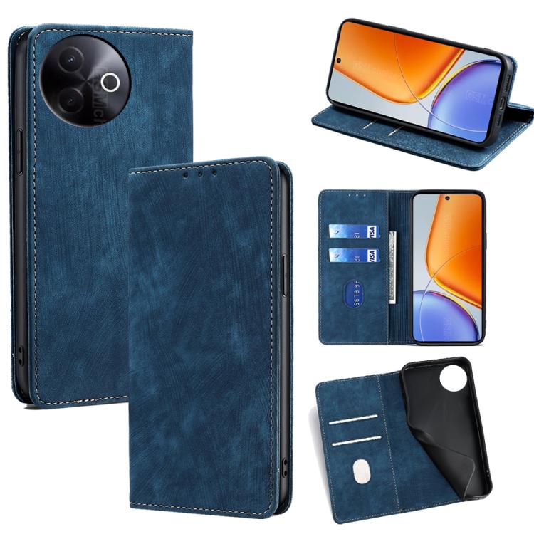 RFID Anti-theft Brush Magnetic Leather Phone Case, For vivo V60 Lite 5G Global, For vivo V60 5G Global, For vivo X200s 5G, For vivo Y39 5G Global