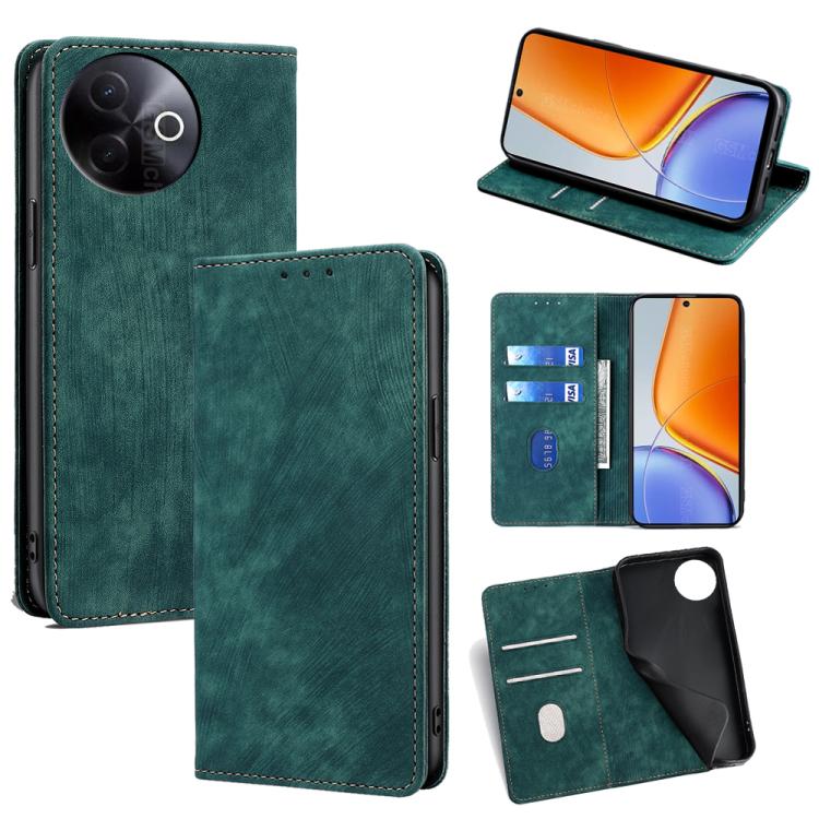 RFID Anti-theft Brush Magnetic Leather Phone Case, For vivo V60 Lite 5G Global, For vivo V60 5G Global, For vivo X200s 5G, For vivo Y39 5G Global