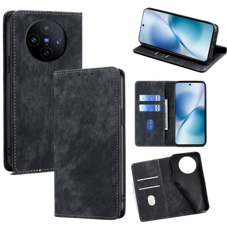 RFID Anti-theft Brush Magnetic Leather Phone Case, For vivo V60 Lite 5G Global, For vivo V60 5G Global, For vivo X200s 5G, For vivo Y39 5G Global