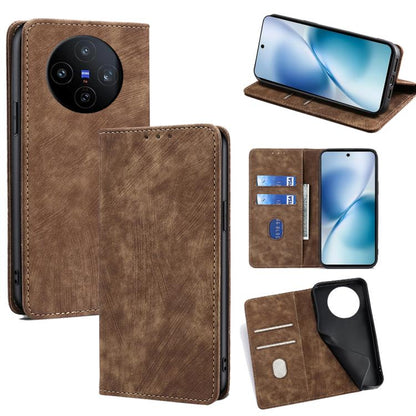 RFID Anti-theft Brush Magnetic Leather Phone Case, For vivo V60 Lite 5G Global, For vivo V60 5G Global, For vivo X200s 5G, For vivo Y39 5G Global