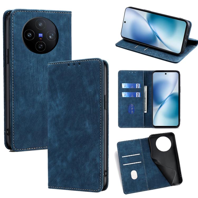 RFID Anti-theft Brush Magnetic Leather Phone Case, For vivo V60 Lite 5G Global, For vivo V60 5G Global, For vivo X200s 5G, For vivo Y39 5G Global