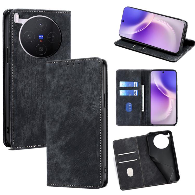 RFID Anti-theft Brush Magnetic Leather Phone Case, For vivo S50 5G, For vivo X300 Pro 5G, For vivo X300 5G, For vivo Y31 5G 2025