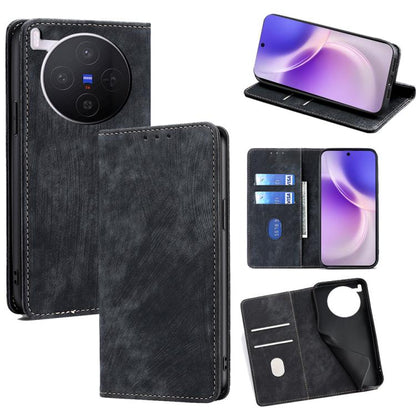 RFID Anti-theft Brush Magnetic Leather Phone Case, For vivo S50 5G, For vivo X300 Pro 5G, For vivo X300 5G, For vivo Y31 5G 2025
