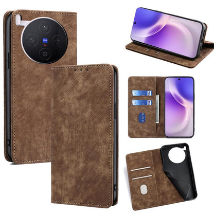 RFID Anti-theft Brush Magnetic Leather Phone Case, For vivo S50 5G, For vivo X300 Pro 5G, For vivo X300 5G, For vivo Y31 5G 2025