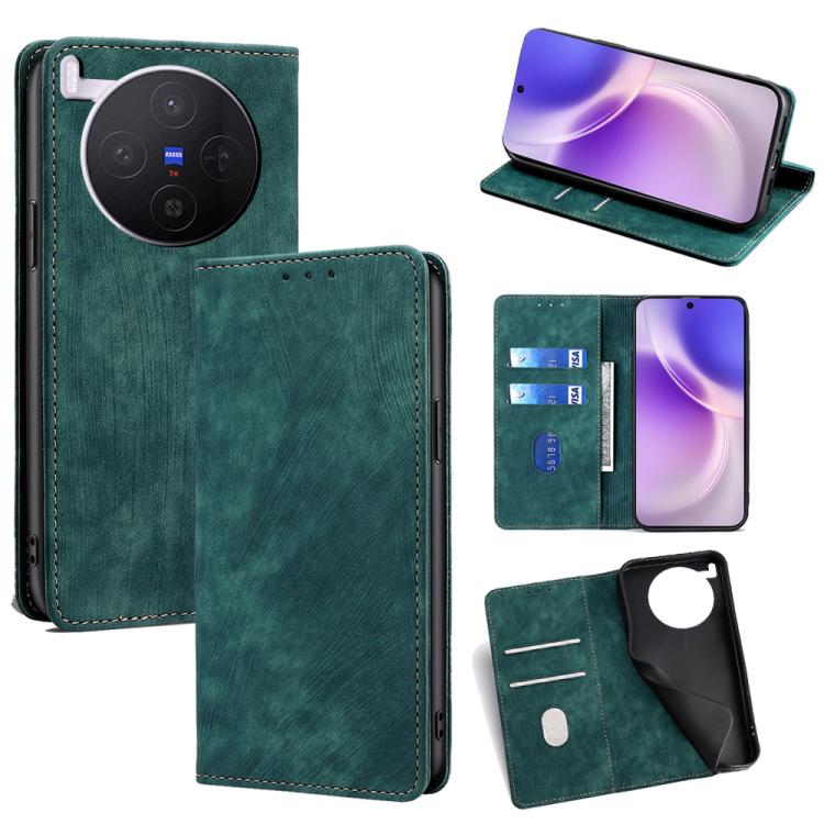 RFID Anti-theft Brush Magnetic Leather Phone Case, For vivo S50 5G, For vivo X300 Pro 5G, For vivo X300 5G, For vivo Y31 5G 2025