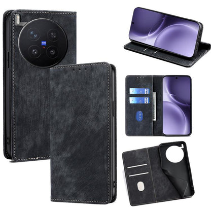 RFID Anti-theft Brush Magnetic Leather Phone Case, For vivo S50 5G, For vivo X300 Pro 5G, For vivo X300 5G, For vivo Y31 5G 2025