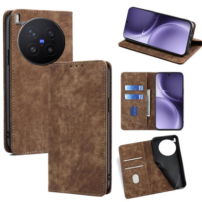 RFID Anti-theft Brush Magnetic Leather Phone Case, For vivo S50 5G, For vivo X300 Pro 5G, For vivo X300 5G, For vivo Y31 5G 2025