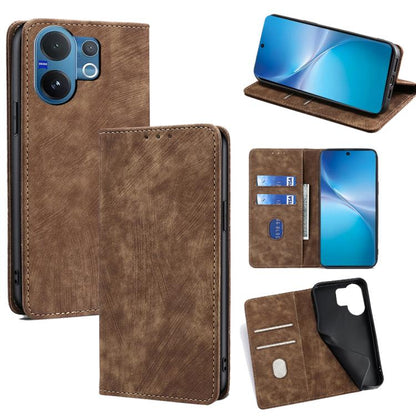 RFID Anti-theft Brush Magnetic Leather Phone Case, For vivo V60 Lite 5G Global, For vivo V60 5G Global, For vivo X200s 5G, For vivo Y39 5G Global