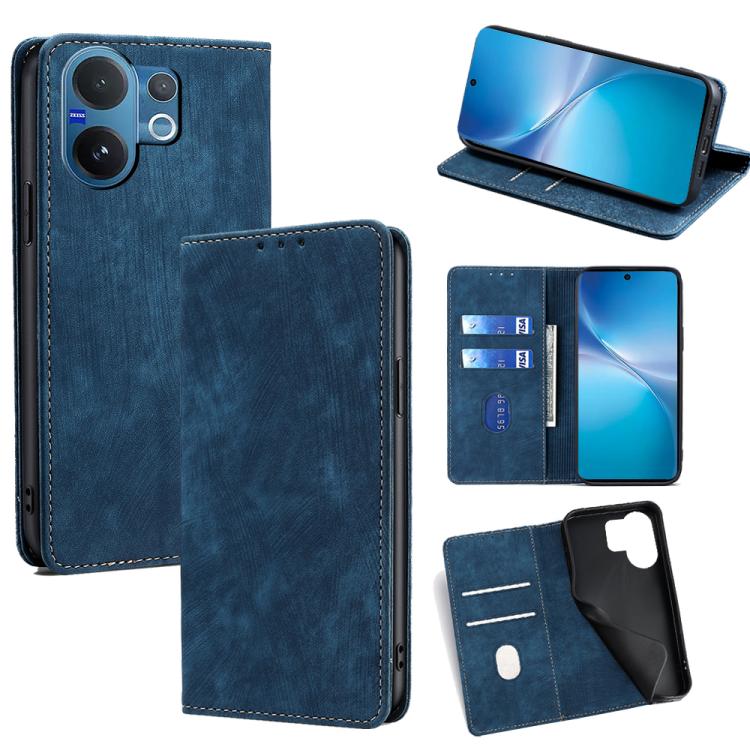 RFID Anti-theft Brush Magnetic Leather Phone Case, For vivo V60 Lite 5G Global, For vivo V60 5G Global, For vivo X200s 5G, For vivo Y39 5G Global