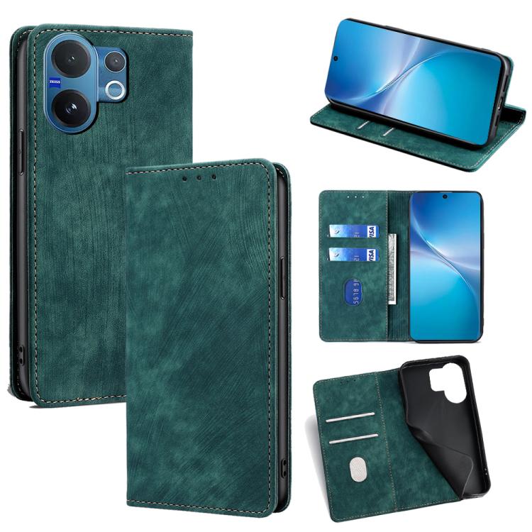 RFID Anti-theft Brush Magnetic Leather Phone Case, For vivo V60 Lite 5G Global, For vivo V60 5G Global, For vivo X200s 5G, For vivo Y39 5G Global