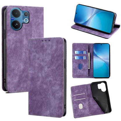 RFID Anti-theft Brush Magnetic Leather Phone Case, For vivo V60 Lite 5G Global, For vivo V60 5G Global, For vivo X200s 5G, For vivo Y39 5G Global