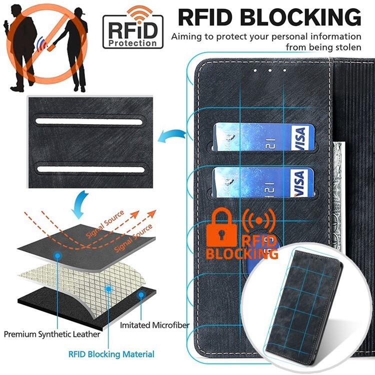 RFID Anti-theft Brush Magnetic Leather Phone Case, For vivo V60 Lite 5G Global, For vivo V60 5G Global, For vivo X200s 5G, For vivo Y39 5G Global