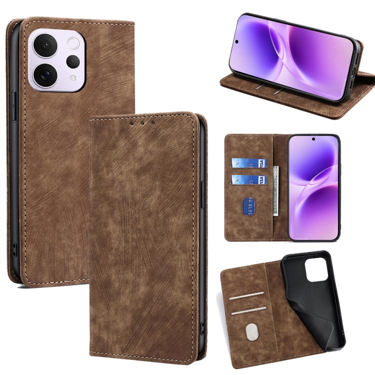 RFID Anti-theft Brush Magnetic Leather Phone Case, For vivo S50 5G, For vivo X300 Pro 5G, For vivo X300 5G, For vivo Y31 5G 2025