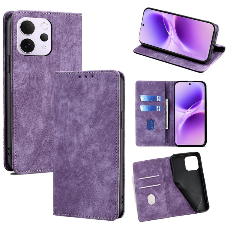 RFID Anti-theft Brush Magnetic Leather Phone Case, For vivo S50 5G, For vivo X300 Pro 5G, For vivo X300 5G, For vivo Y31 5G 2025