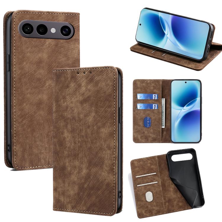 RFID Anti-theft Brush Magnetic Leather Phone Case, For vivo V70 FE 5G, For vivo Y05 4G, For vivo Y500i 5G, For vivo S50 Pro mini 5G