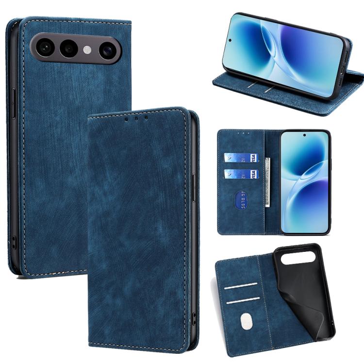 RFID Anti-theft Brush Magnetic Leather Phone Case, For vivo V70 FE 5G, For vivo Y05 4G, For vivo Y500i 5G, For vivo S50 Pro mini 5G
