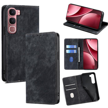 RFID Anti-theft Brush Magnetic Leather Phone Case, For vivo S50 5G, For vivo X300 Pro 5G, For vivo X300 5G, For vivo Y31 5G 2025