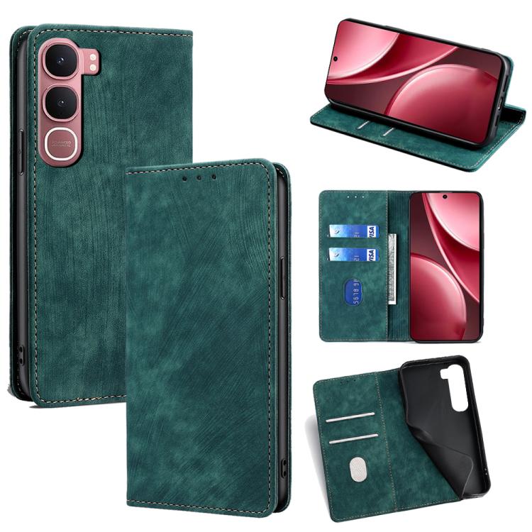 RFID Anti-theft Brush Magnetic Leather Phone Case, For vivo S50 5G, For vivo X300 Pro 5G, For vivo X300 5G, For vivo Y31 5G 2025