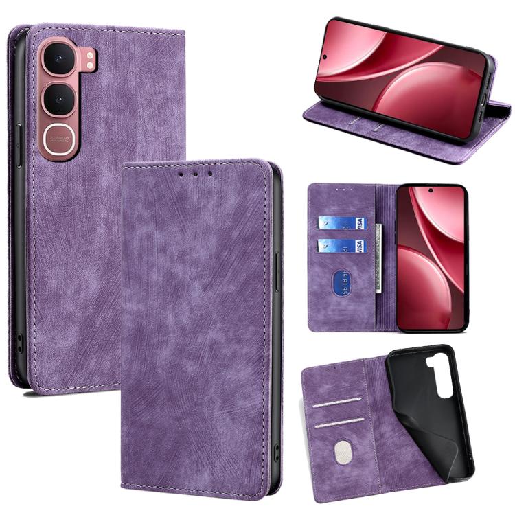 RFID Anti-theft Brush Magnetic Leather Phone Case, For vivo S50 5G, For vivo X300 Pro 5G, For vivo X300 5G, For vivo Y31 5G 2025