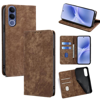 RFID Anti-theft Brush Magnetic Leather Phone Case, For vivo V70 FE 5G, For vivo Y05 4G, For vivo Y500i 5G, For vivo S50 Pro mini 5G