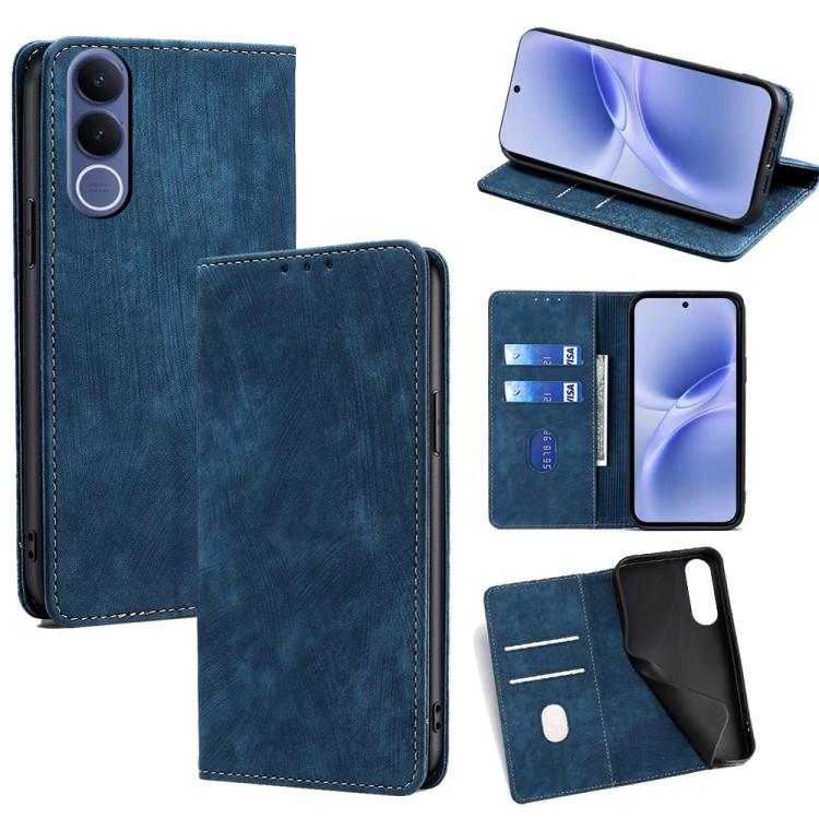 RFID Anti-theft Brush Magnetic Leather Phone Case, For vivo V70 FE 5G, For vivo Y05 4G, For vivo Y500i 5G, For vivo S50 Pro mini 5G