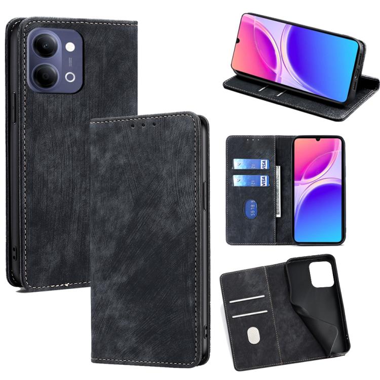 RFID Anti-theft Brush Magnetic Leather Phone Case, For vivo V70 FE 5G, For vivo Y05 4G, For vivo Y500i 5G, For vivo S50 Pro mini 5G