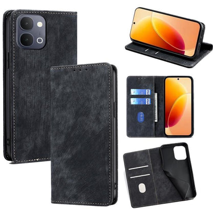 RFID Anti-theft Brush Magnetic Leather Phone Case, For vivo V70 FE 5G, For vivo Y05 4G, For vivo Y500i 5G, For vivo S50 Pro mini 5G