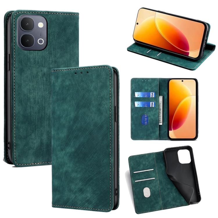 RFID Anti-theft Brush Magnetic Leather Phone Case, For vivo V70 FE 5G, For vivo Y05 4G, For vivo Y500i 5G, For vivo S50 Pro mini 5G