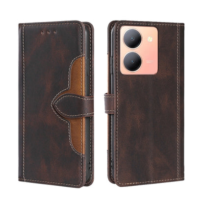 Skin Feel Magnetic Buckle Leather Phone Case, For vivo Y78 5G