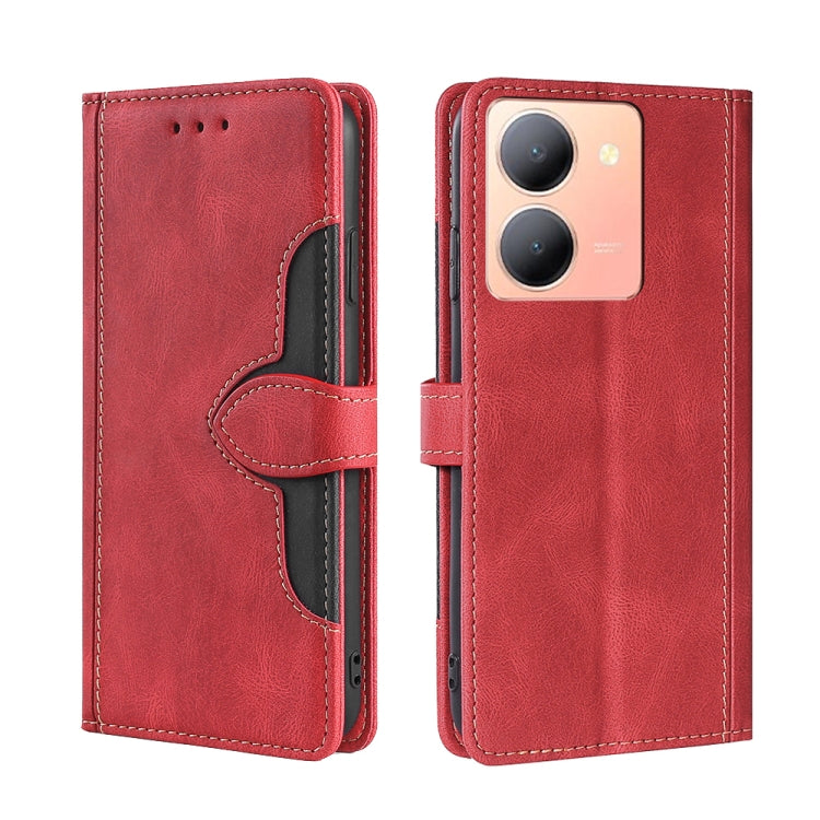 Skin Feel Magnetic Buckle Leather Phone Case, For vivo Y78 5G