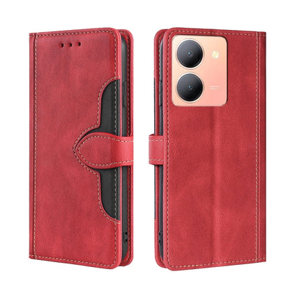 Skin Feel Magnetic Buckle Leather Phone Case, For vivo Y78 5G