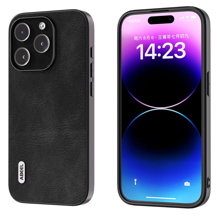 ABEEL Cowhide Texture PU Phone Case, For iPhone 15 Pro Max, For iPhone 15 Plus, For iPhone 15, For iPhone 15 Pro