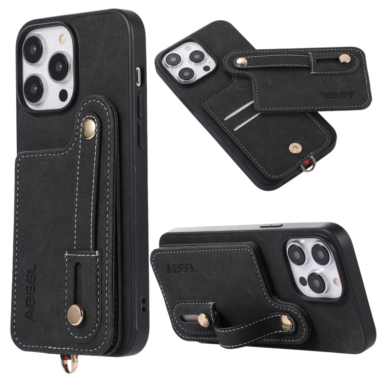 ABEEL Litchi Texture Card Bag PU Phone Case, For iPhone 14 Pro, For iPhone 14 Pro Max