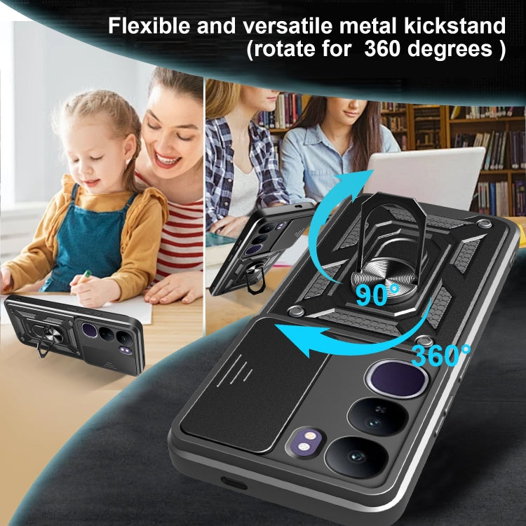 Sliding Camera Cover Design TPU+PC Phone Case, For vivo V40 Lite 5G IDN, For vivo Y300 Pro Global, For vivo iQOO Z9s Pro 5G India