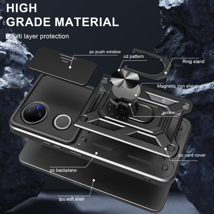 Sliding Camera Cover Design TPU+PC Phone Case, For vivo V50 5G, For vivo iQOO 13 5G, For vivo Y19s