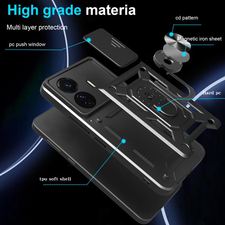 Sliding Camera Cover Design TPU+PC Phone Case, For vivo T1 Pro, For vivo Y15s