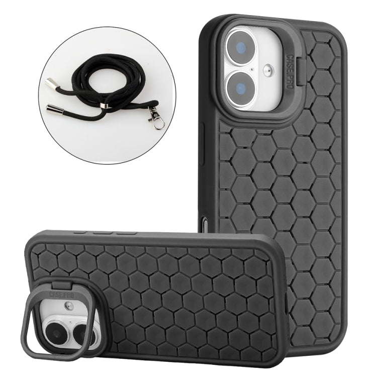 Honeycomb Radiating Lens Holder Magsafe Phone Case with Lanyard, For iPhone 16 Pro Max, For iPhone 16 Pro, For iPhone 16 Plus, For iPhone 16 Apple Accessories enghon4481 iPhone 16 Pro Max - APEXEL INDIA - Mobile Lens - Mobile Camera Lens - Cellphone Accessories - Phone Lens - Smartphone Lens