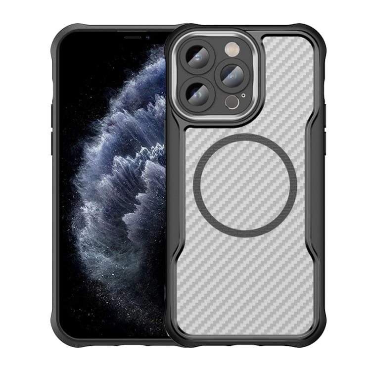Carbon Fiber Texture MagSafe Translucent Phone Case, For iPhone 11 Pro