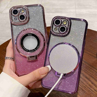 Gradient Glitter Diamond Plated Holder Magsafe Phone Case, For iPhone 14 Plus, For iPhone 14, For iPhone 14 Pro, For iPhone 14 Pro Max Apple Accessories enggra4603 iPhone 14 Plus - APEXEL INDIA - Mobile Lens - Mobile Camera Lens - Cellphone Accessories - Phone Lens - Smartphone Lens
