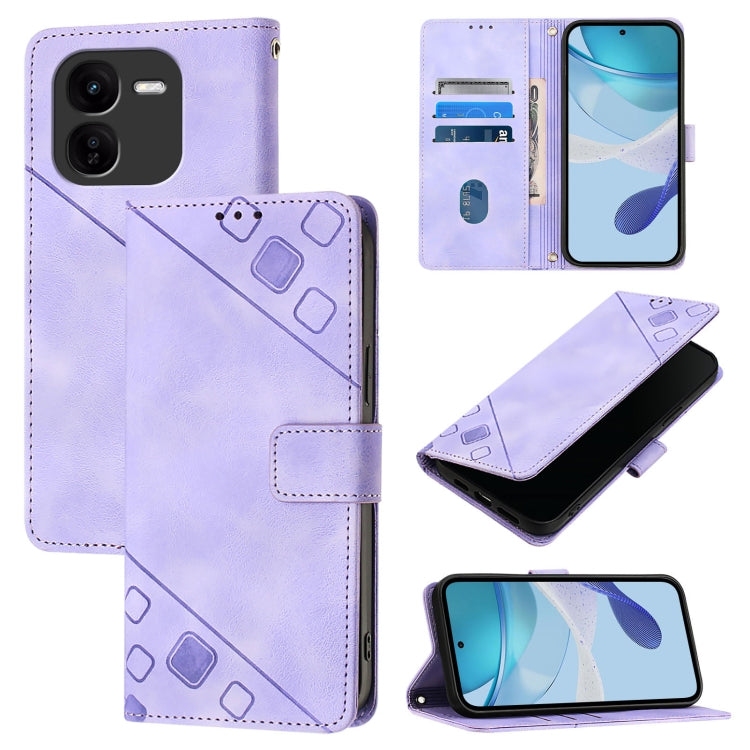 Skin Feel Embossed Leather Phone Case, For vivo iQOO Z9x, For vivo iQOO Z9 / iQOO Z9 Turbo 5G, For vivo Y17s 4G Global / Y28 5G India, For vivo Y03 4G Global