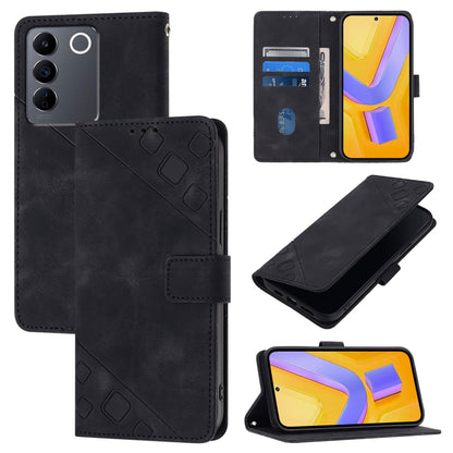 Skin Feel Embossed Leather Phone Case, For vivo Y78 5G / Y78+ 5G Global / V29 Lite, For vivo Y100 5G Global, For vivo V27 5G / V27 Pro 5G Global, For vivo V27e 4G Global / T2 4G Global