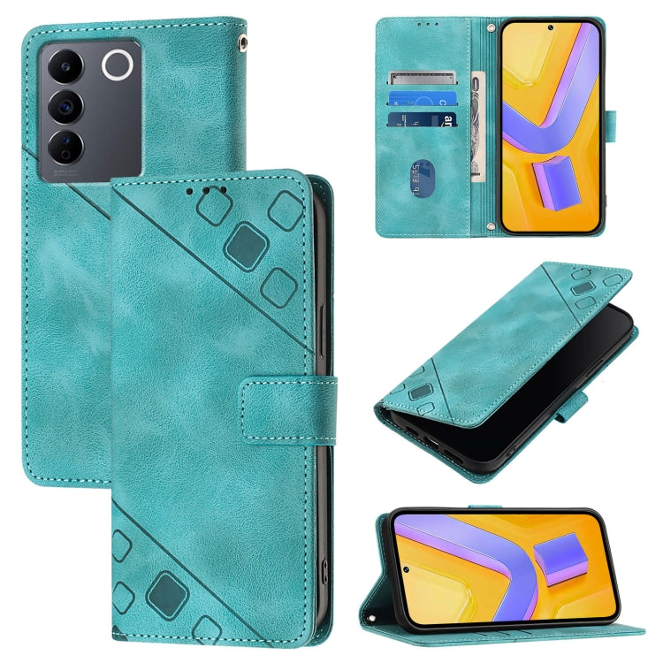 Skin Feel Embossed Leather Phone Case, For vivo Y78 5G / Y78+ 5G Global / V29 Lite, For vivo Y100 5G Global, For vivo V27 5G / V27 Pro 5G Global, For vivo V27e 4G Global / T2 4G Global