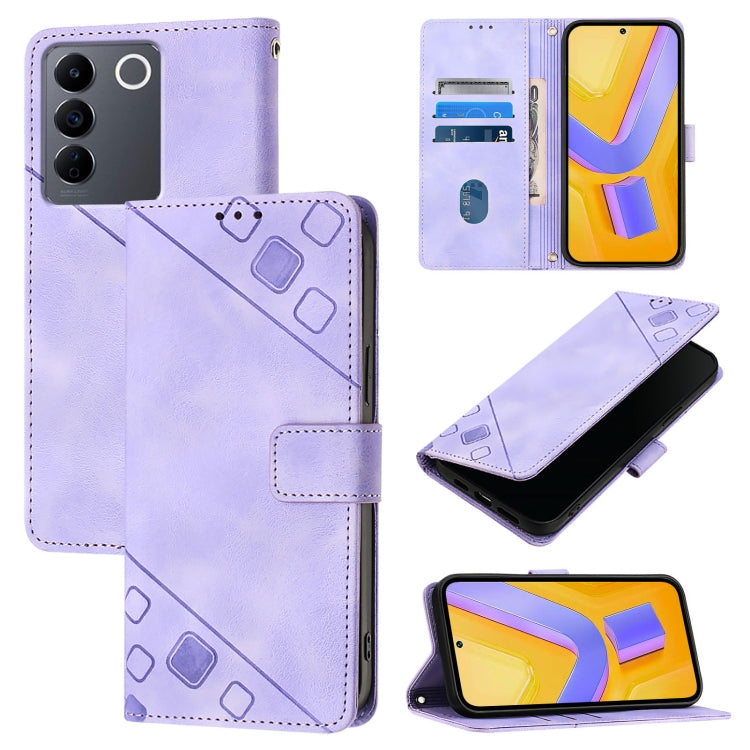 Skin Feel Embossed Leather Phone Case, For vivo Y78 5G / Y78+ 5G Global / V29 Lite, For vivo Y100 5G Global, For vivo V27 5G / V27 Pro 5G Global, For vivo V27e 4G Global / T2 4G Global