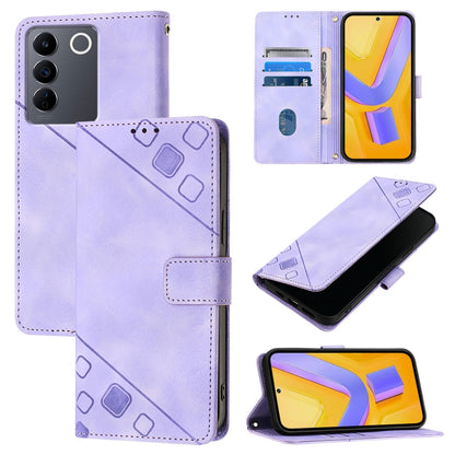 Skin Feel Embossed Leather Phone Case, For vivo Y78 5G / Y78+ 5G Global / V29 Lite, For vivo Y100 5G Global, For vivo V27 5G / V27 Pro 5G Global, For vivo V27e 4G Global / T2 4G Global
