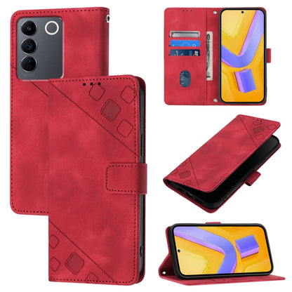 Skin Feel Embossed Leather Phone Case, For vivo Y78 5G / Y78+ 5G Global / V29 Lite, For vivo Y100 5G Global, For vivo V27 5G / V27 Pro 5G Global, For vivo V27e 4G Global / T2 4G Global