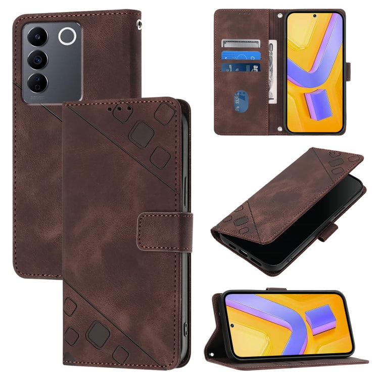 Skin Feel Embossed Leather Phone Case, For vivo Y78 5G / Y78+ 5G Global / V29 Lite, For vivo Y100 5G Global, For vivo V27 5G / V27 Pro 5G Global, For vivo V27e 4G Global / T2 4G Global