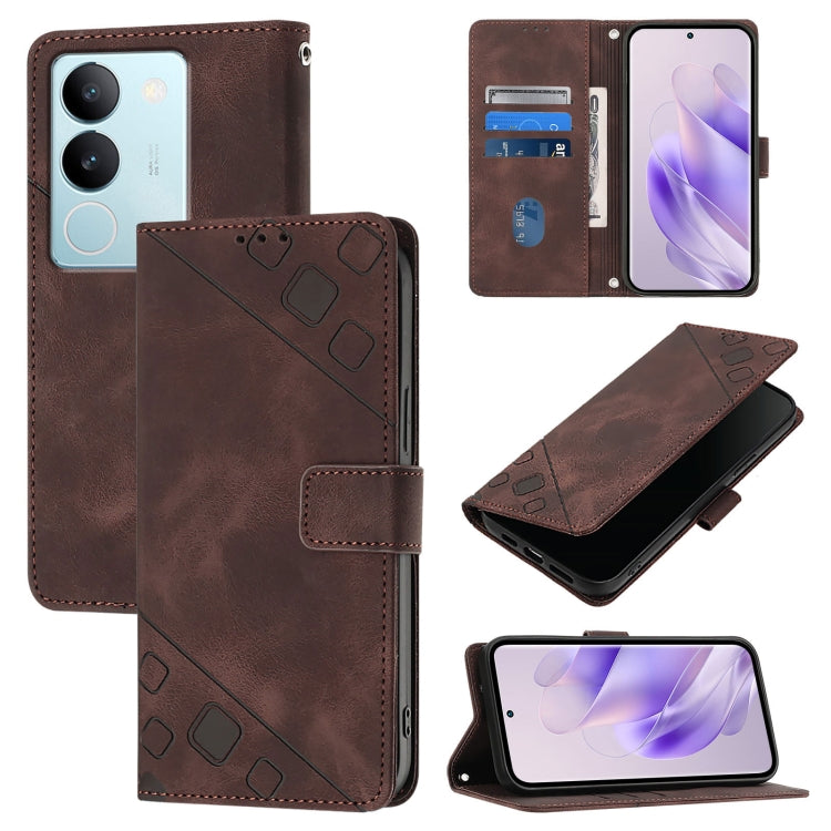 Skin Feel Embossed Leather Phone Case, For vivo X100, For vivo V29 5G Global / V29 Pro, For vivo Y02 / Y02A / Y02t / Y11 2023, For vivo Y36 4G / 5G Global / Y36 4G India