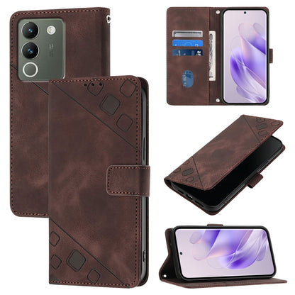 Skin Feel Embossed Leather Phone Case, For vivo Y100 5G IDN / Y200e 5G Global, For vivo V30 5G / V30 Pro 5G Global, For vivo V29e 5G Global / Y200 5G Global, For vivo X100 Pro