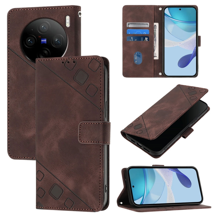 Skin Feel Embossed Leather Phone Case, For vivo Y28 4G, For vivo X100s 5G, For vivo Y38 5G, For vivo V30e 5G Global