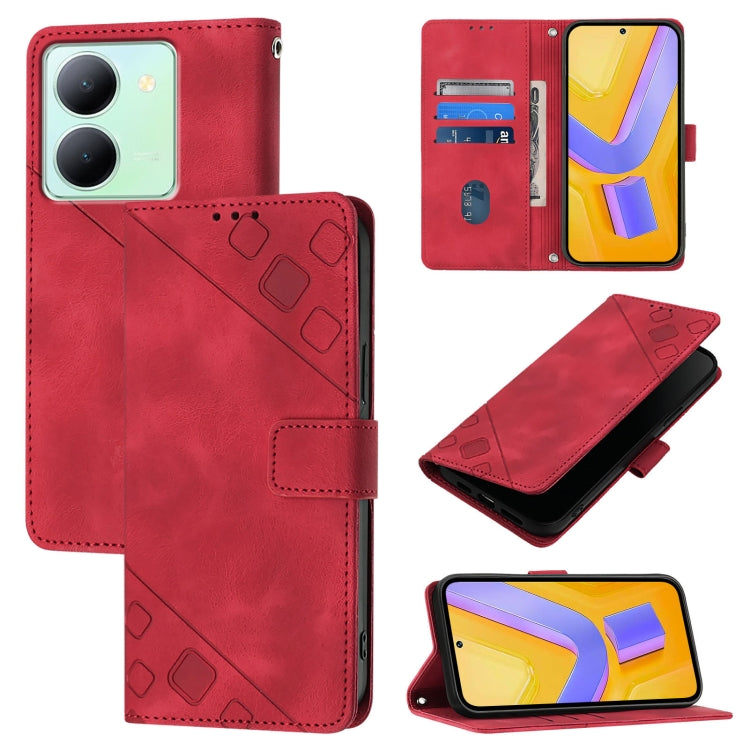 Skin Feel Embossed Leather Phone Case, For vivo Y78 5G / Y78+ 5G Global / V29 Lite, For vivo Y100 5G Global, For vivo V27 5G / V27 Pro 5G Global, For vivo V27e 4G Global / T2 4G Global